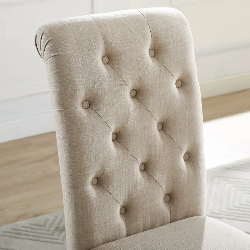 Chaise de salle à manger capitonnée en bois massif (lot de 2)