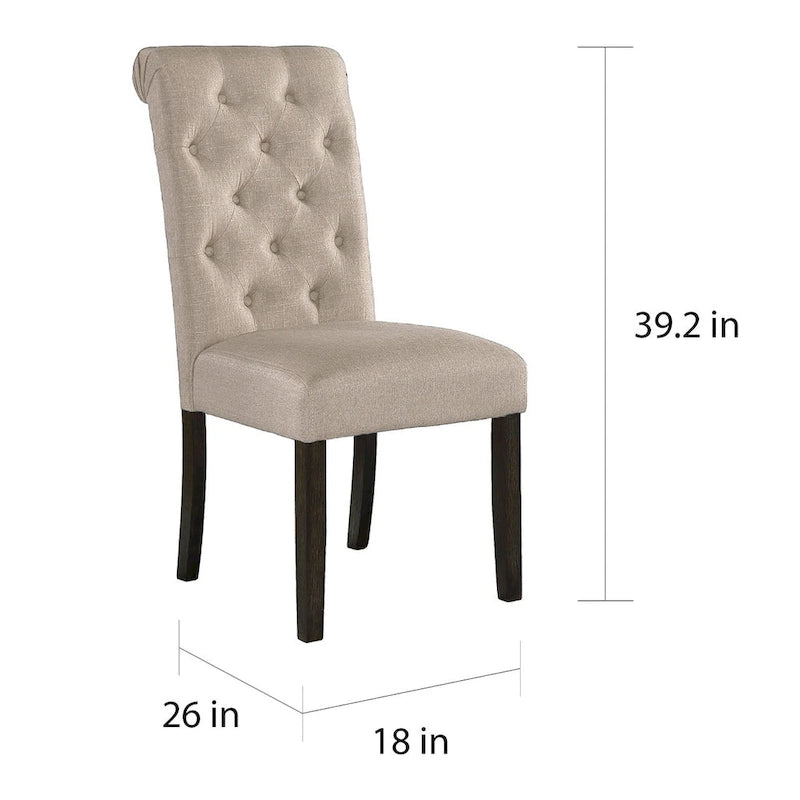 Chaise de salle à manger capitonnée en bois massif (lot de 2)