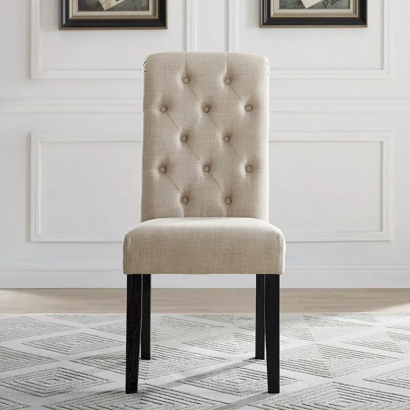 Chaise de salle à manger capitonnée en bois massif (lot de 2)