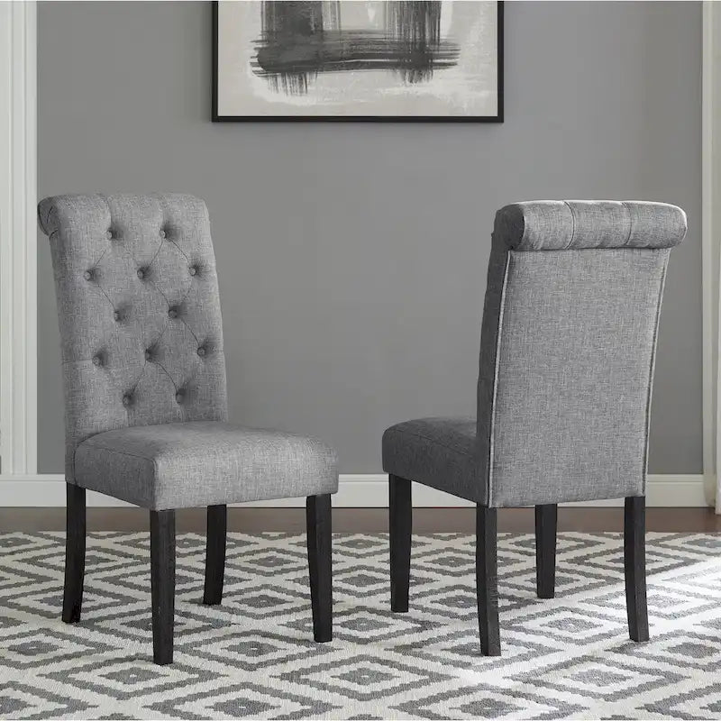 Chaise de salle à manger capitonnée en bois massif (lot de 2)