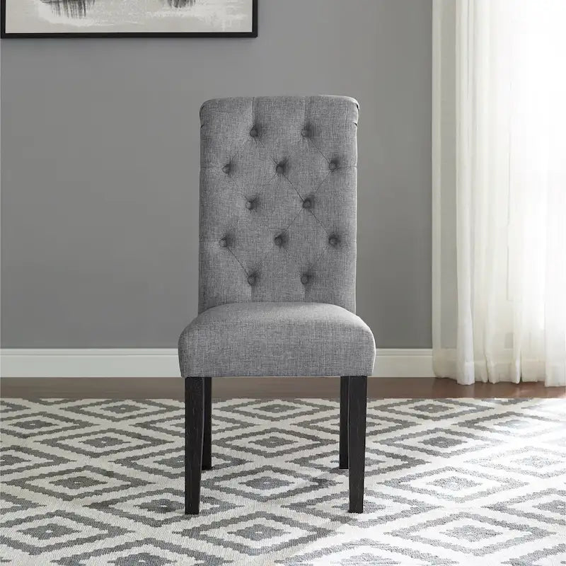 Chaise de salle à manger capitonnée en bois massif (lot de 2)