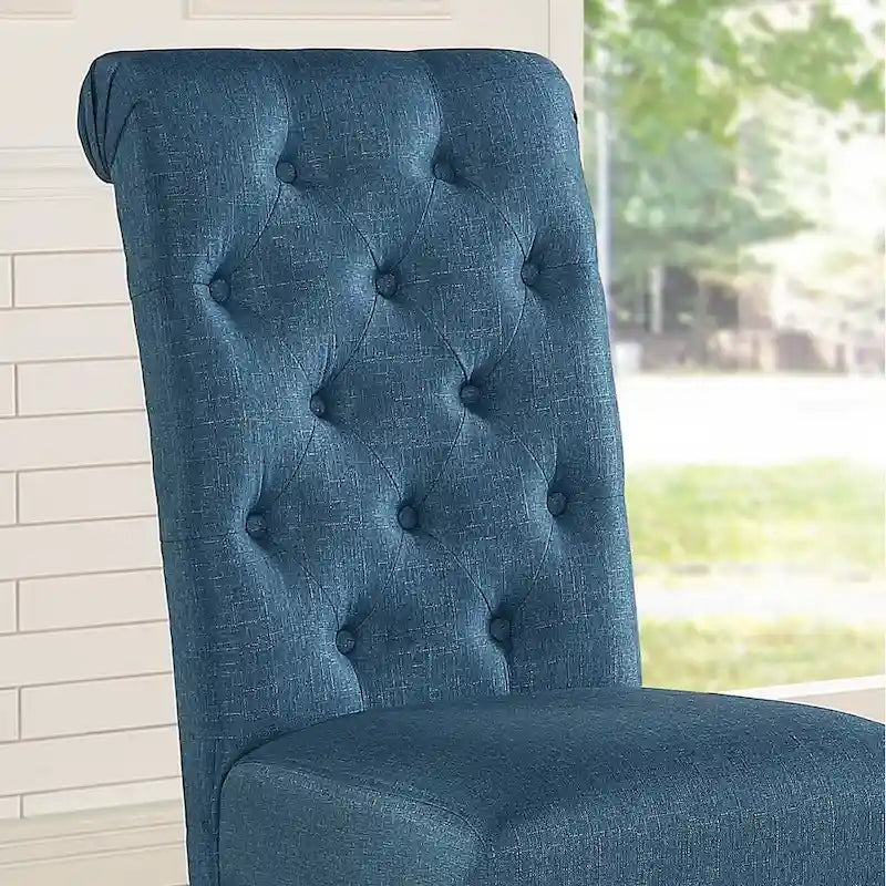 Chaise de salle à manger capitonnée en bois massif (lot de 2)