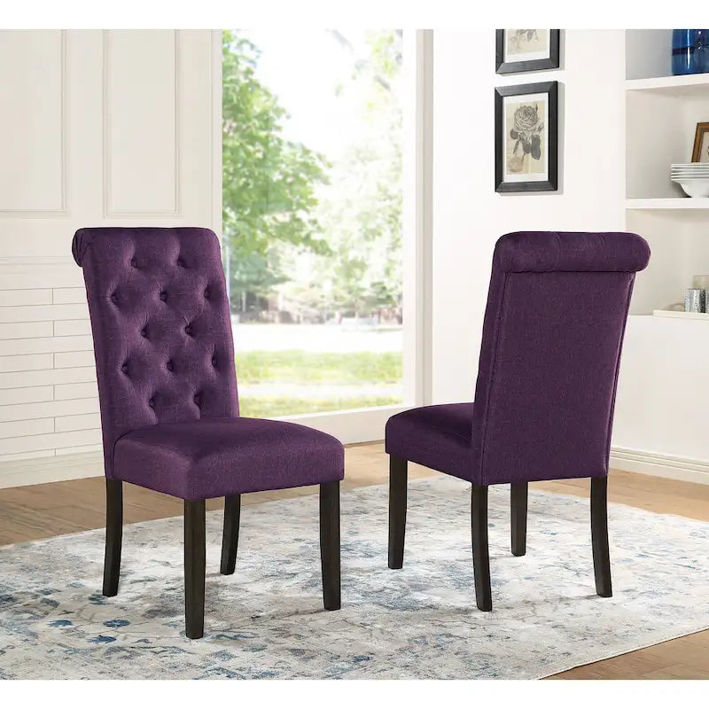 Chaise de salle à manger capitonnée en bois massif (lot de 2)