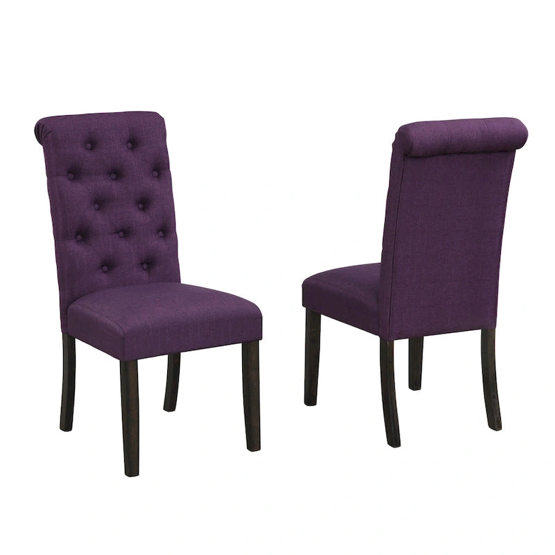 Chaise de salle à manger capitonnée en bois massif (lot de 2)