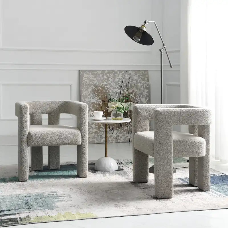 Fauteuil rembourré en bouclette de 61 cm de large (lot de 2)
