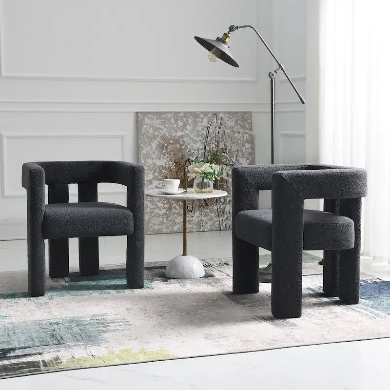 Fauteuil rembourré en bouclette de 61 cm de large (lot de 2)