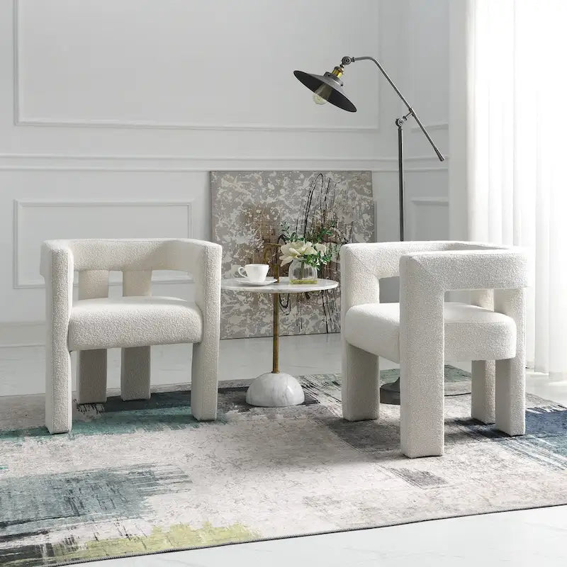 Fauteuil rembourré en bouclette de 61 cm de large (lot de 2)