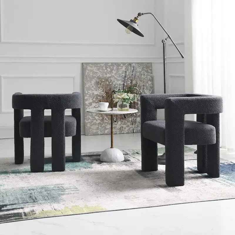 Fauteuil rembourré en bouclette de 61 cm de large (lot de 2)
