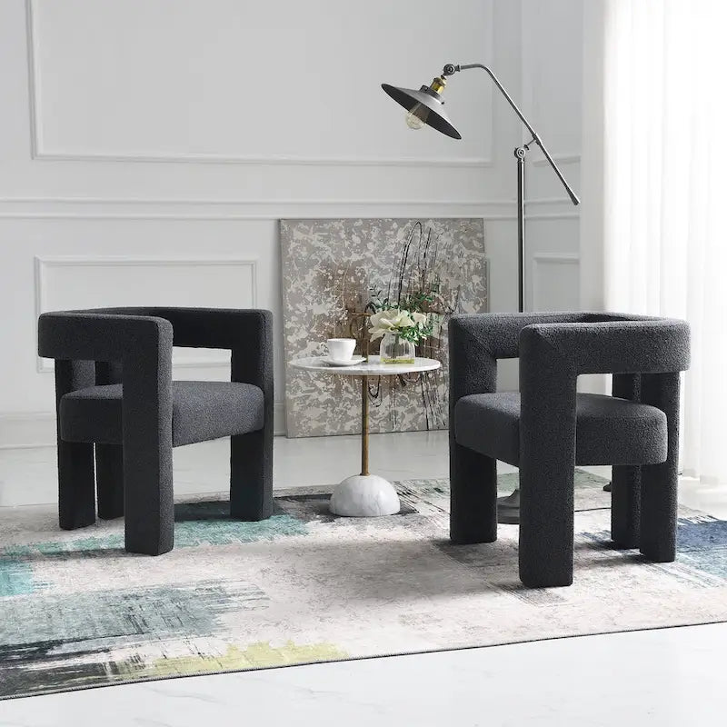 Fauteuil rembourré en bouclette de 61 cm de large (lot de 2)