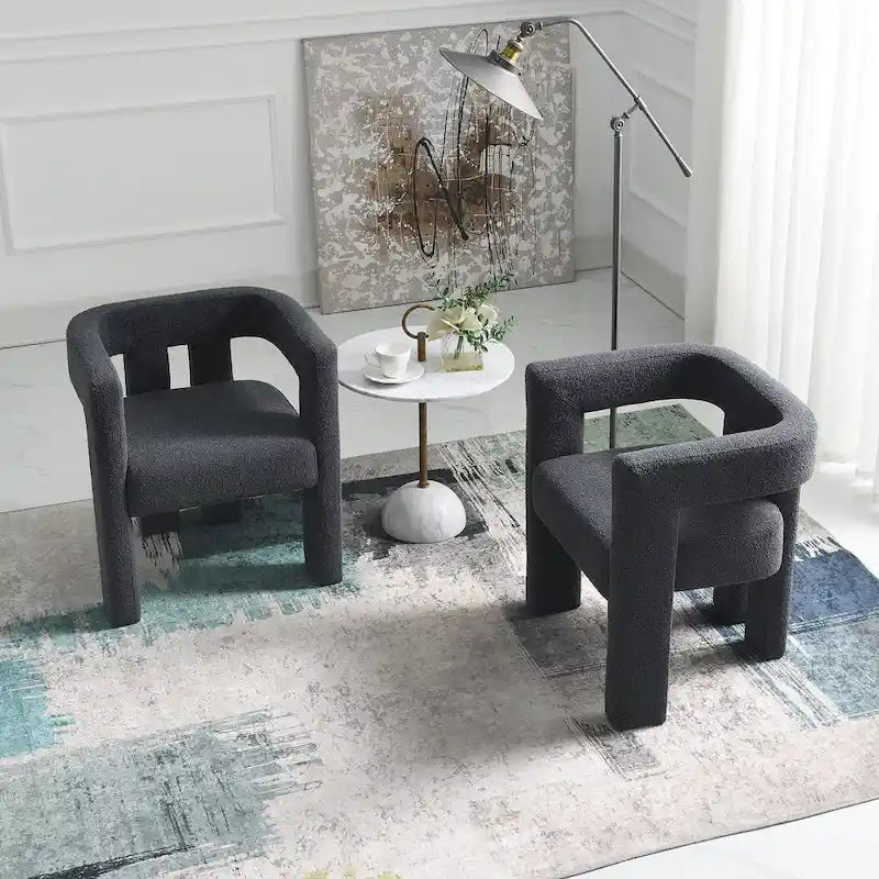 Fauteuil rembourré en bouclette de 61 cm de large (lot de 2)