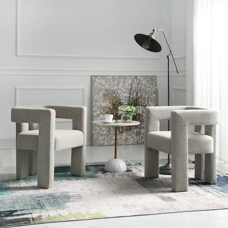 Fauteuil rembourré en bouclette de 61 cm de large (lot de 2)