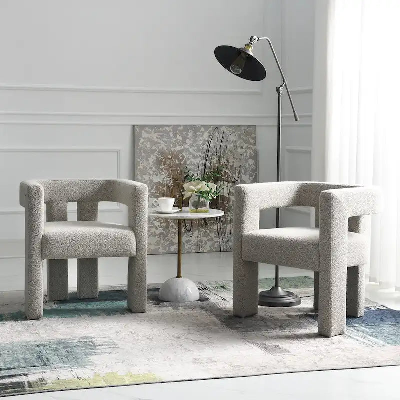 Fauteuil rembourré en bouclette de 61 cm de large (lot de 2)