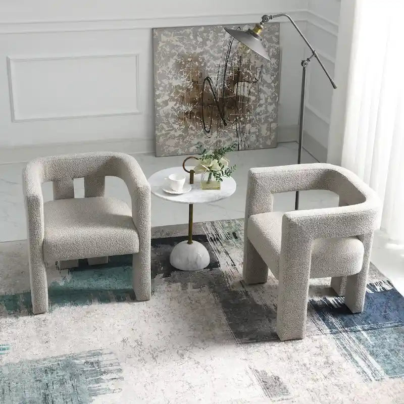 Fauteuil rembourré en bouclette de 61 cm de large (lot de 2)