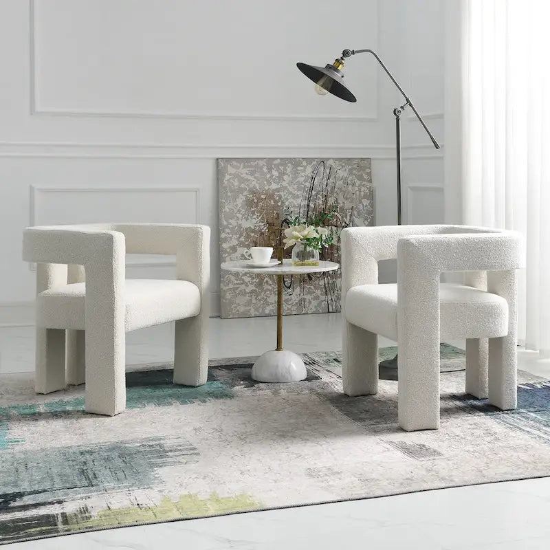 Fauteuil rembourré en bouclette de 61 cm de large (lot de 2)