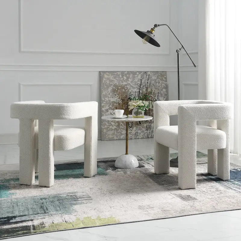 Fauteuil rembourré en bouclette de 61 cm de large (lot de 2)