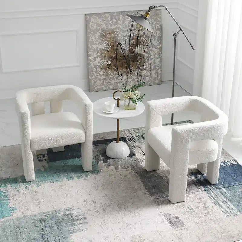 Fauteuil rembourré en bouclette de 61 cm de large (lot de 2)