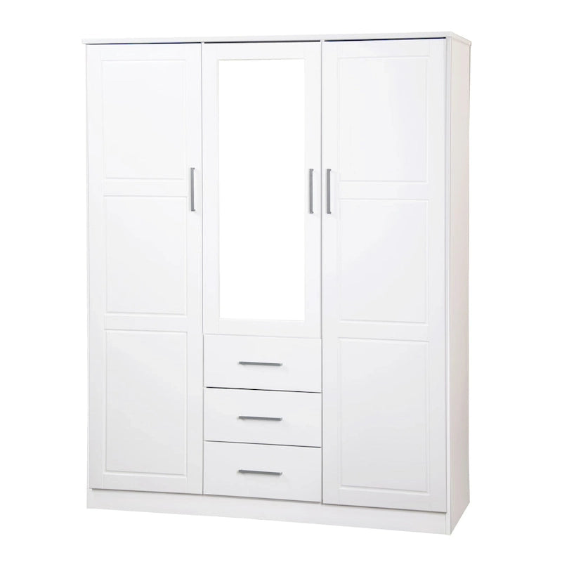 Armoire 3 portes en bois massif avec portes en bois massif ou portes miroir