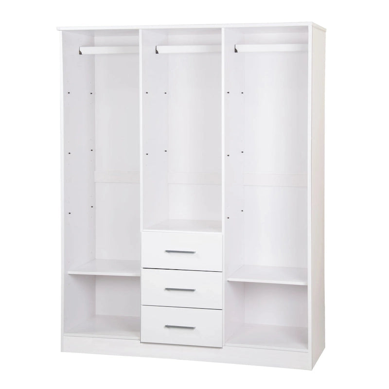 Armoire 3 portes en bois massif avec portes en bois massif ou portes miroir