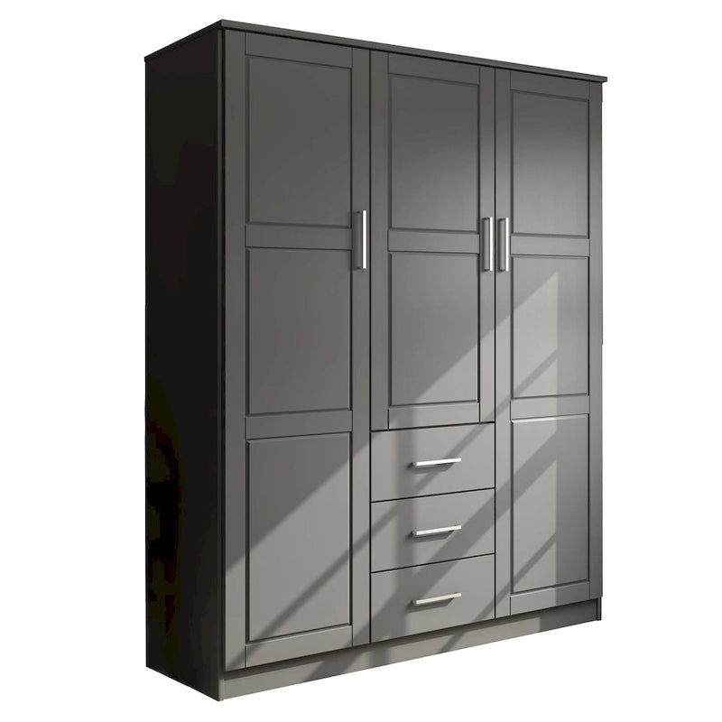 Armoire 3 portes en bois massif avec portes en bois massif ou portes miroir