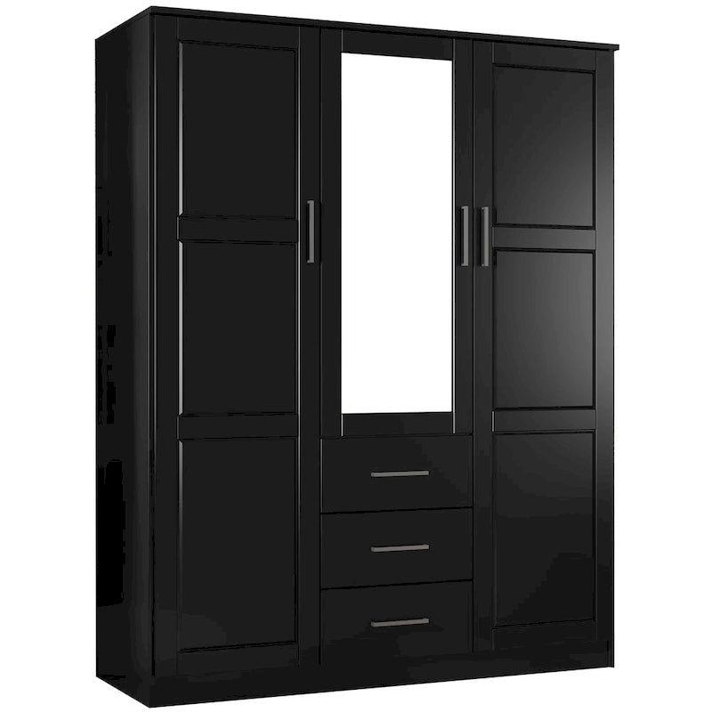 Armoire 3 portes en bois massif avec portes en bois massif ou portes miroir