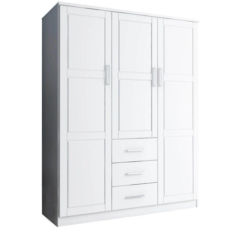 Armoire 3 portes en bois massif avec portes en bois massif ou portes miroir