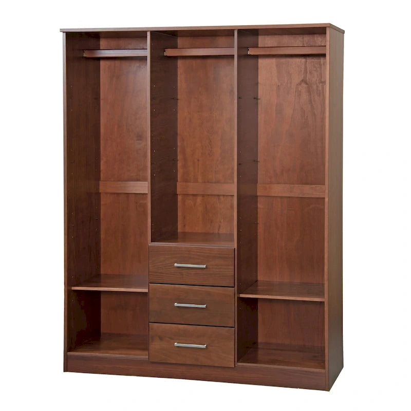 Armoire 3 portes en bois massif avec portes en bois massif ou portes miroir