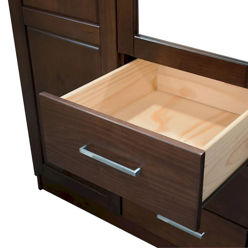 Armoire 3 portes en bois massif avec portes en bois massif ou portes miroir