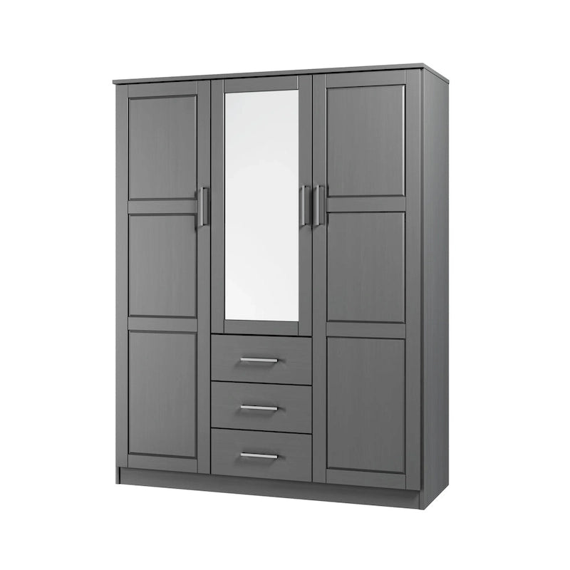 Armoire 3 portes en bois massif avec portes en bois massif ou portes miroir