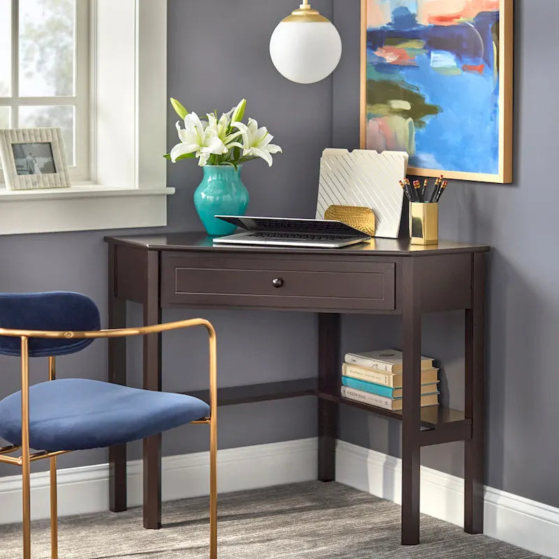 Bureau d'angle pour ordinateur en bois massif/MDF