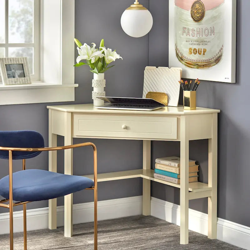 Bureau d'angle pour ordinateur en bois massif/MDF