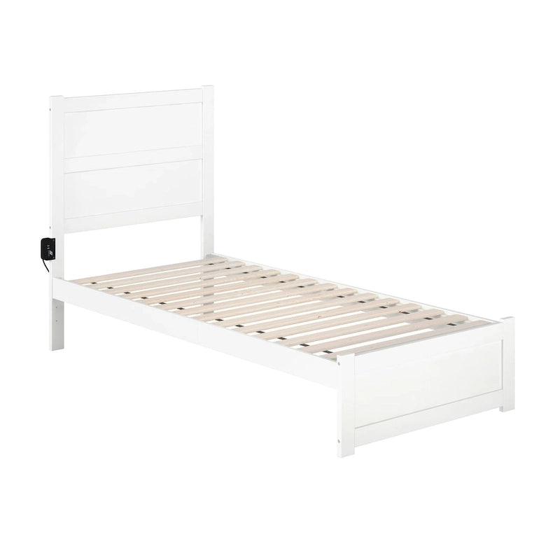 Lit jumeau extra long avec pied de lit blanc