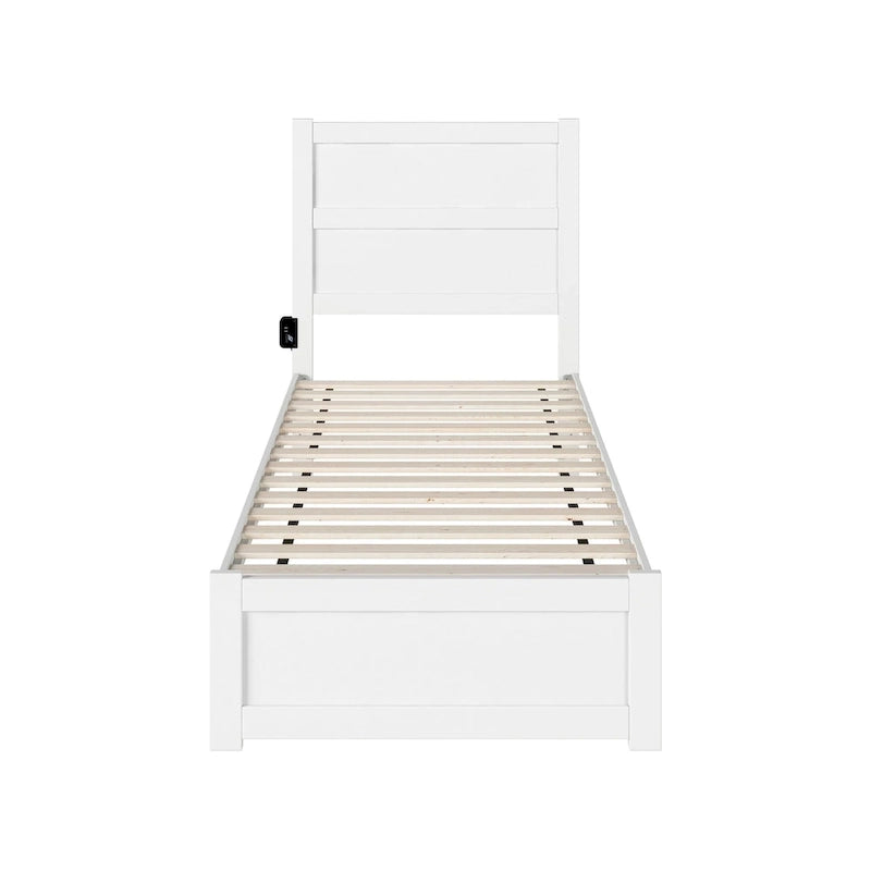 Lit jumeau extra long avec pied de lit blanc