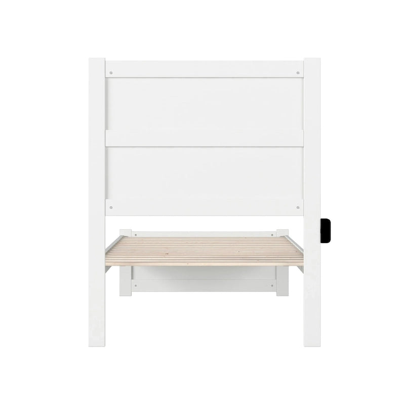 Lit jumeau extra long avec pied de lit blanc