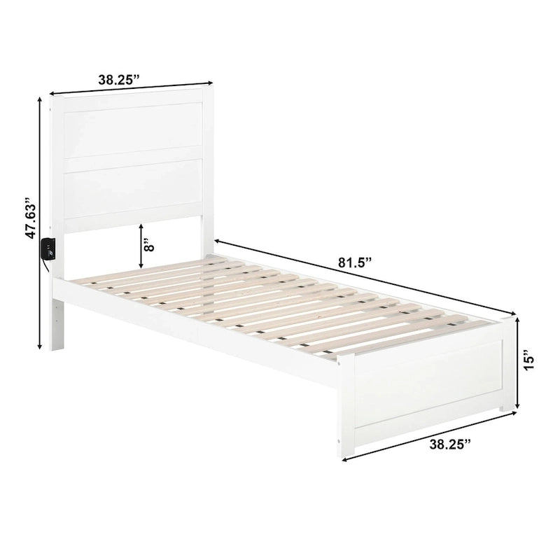 Lit jumeau extra long avec pied de lit blanc