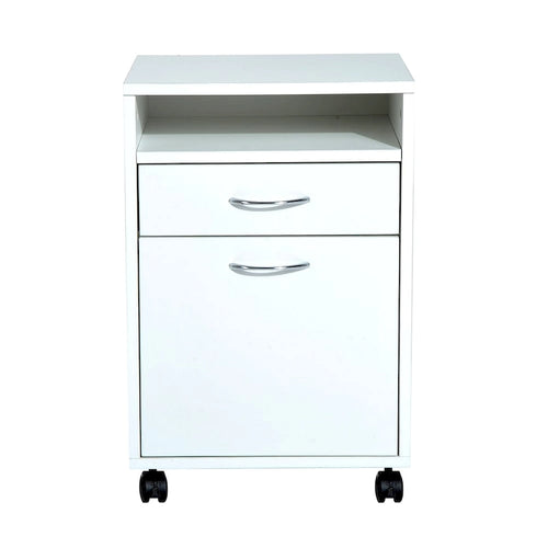 Chariot d'imprimante mobile 24" avec 2 tiroirs, blanc