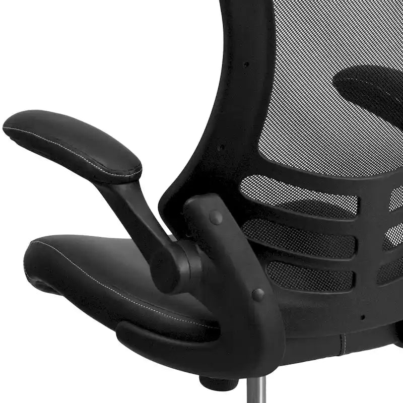 Chaise de bureau ergonomique pivotante en maille à dossier mi-haut avec accoudoirs relevables