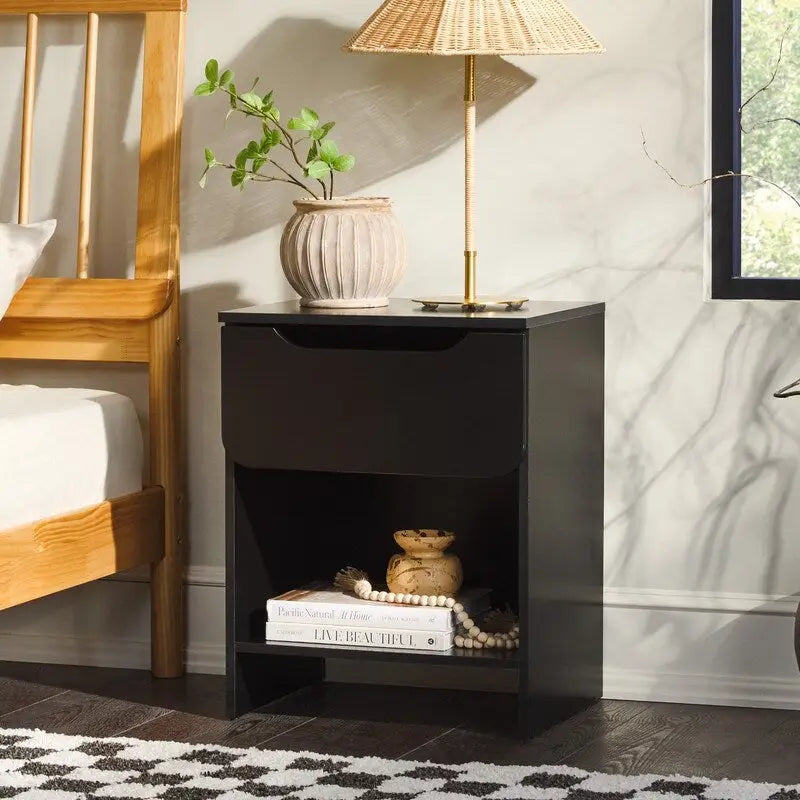 Table de chevet minimaliste moderne avec 1 tiroir et casier de rangement