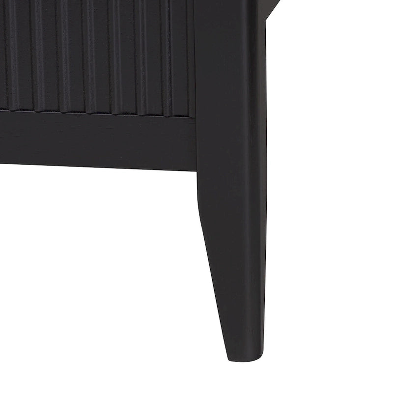 Lit plateforme cannelé en bois de style Mid-Century