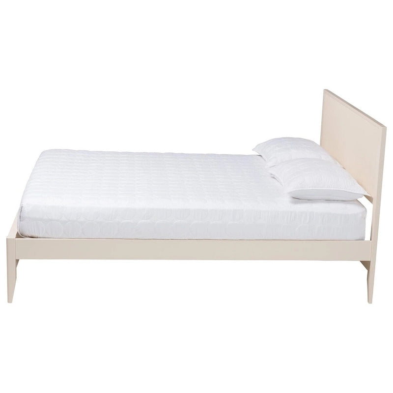 Lit plateforme cannelé en bois de style Mid-Century