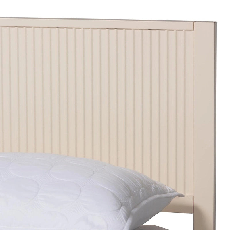 Lit plateforme cannelé en bois de style Mid-Century