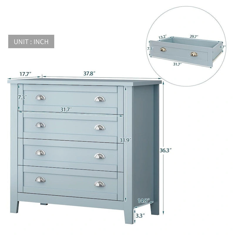 Commode moderne à tiroirs avec cadre en bois massif