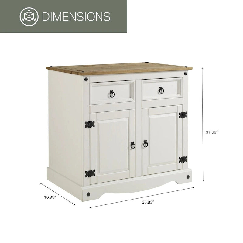 Buffet en bois modèle maison et bureau en blanc vieilli