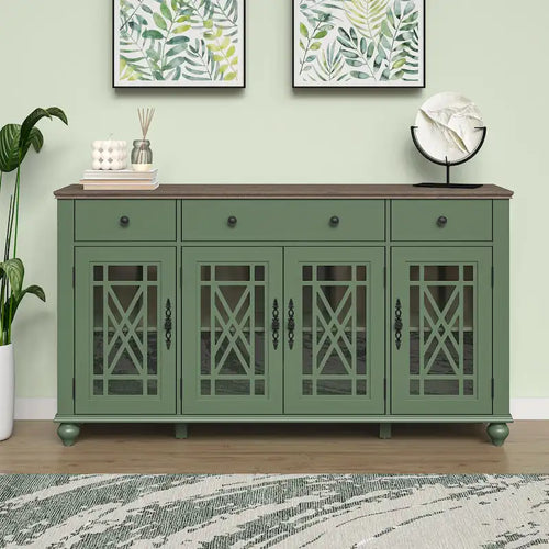 63 Vintage Style Kitchen Accent Buffet Sideboard Cabinet w/ Drawers - 63 in Width