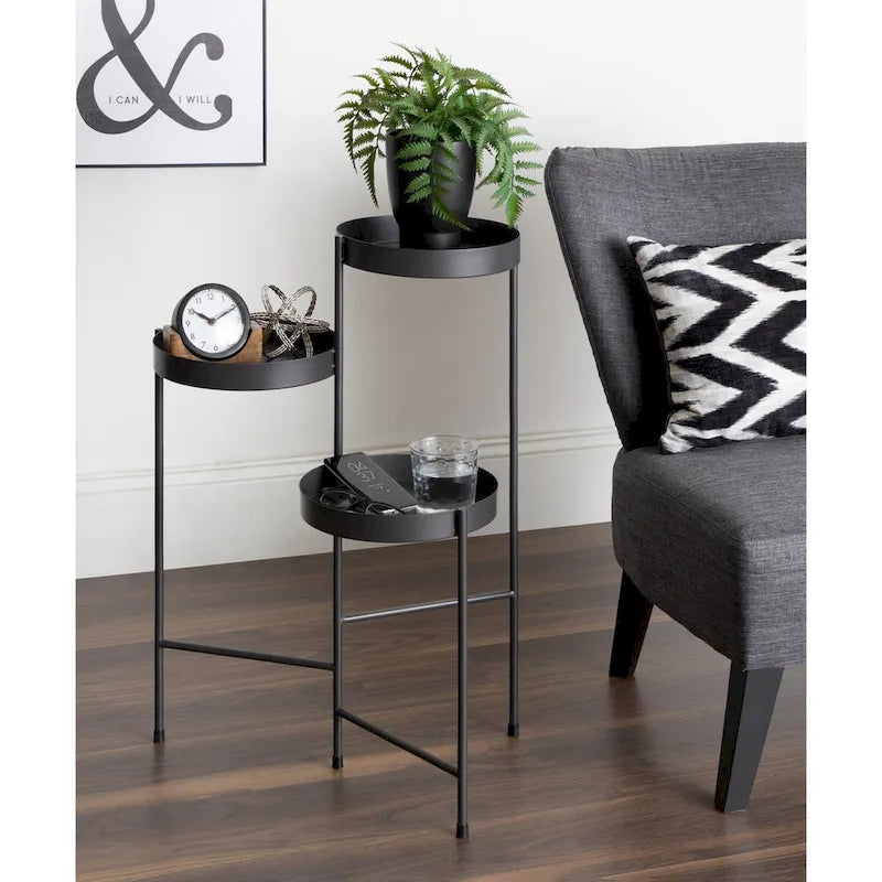 Support de plantes moderne en métal à 3 niveaux - 16x21x30