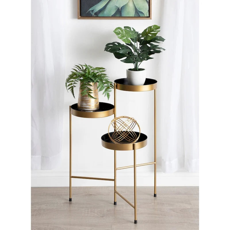 Support de plantes moderne en métal à 3 niveaux - 16x21x30