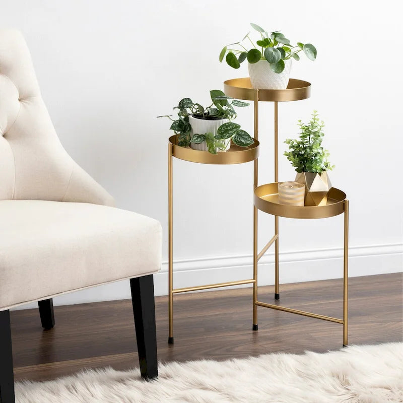 Support de plantes moderne en métal à 3 niveaux - 16x21x30