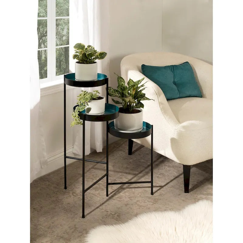 Support de plantes moderne en métal à 3 niveaux - 16x21x30