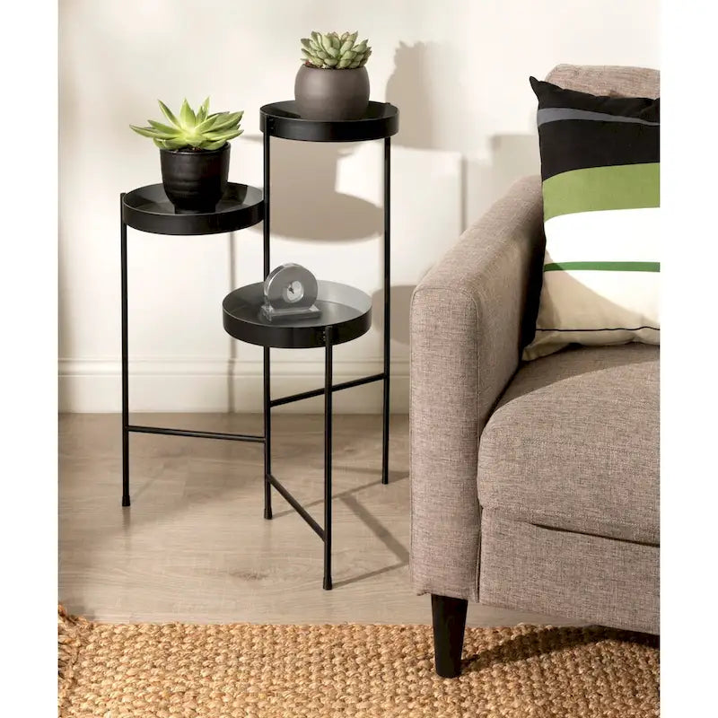 Support de plantes moderne en métal à 3 niveaux - 16x21x30