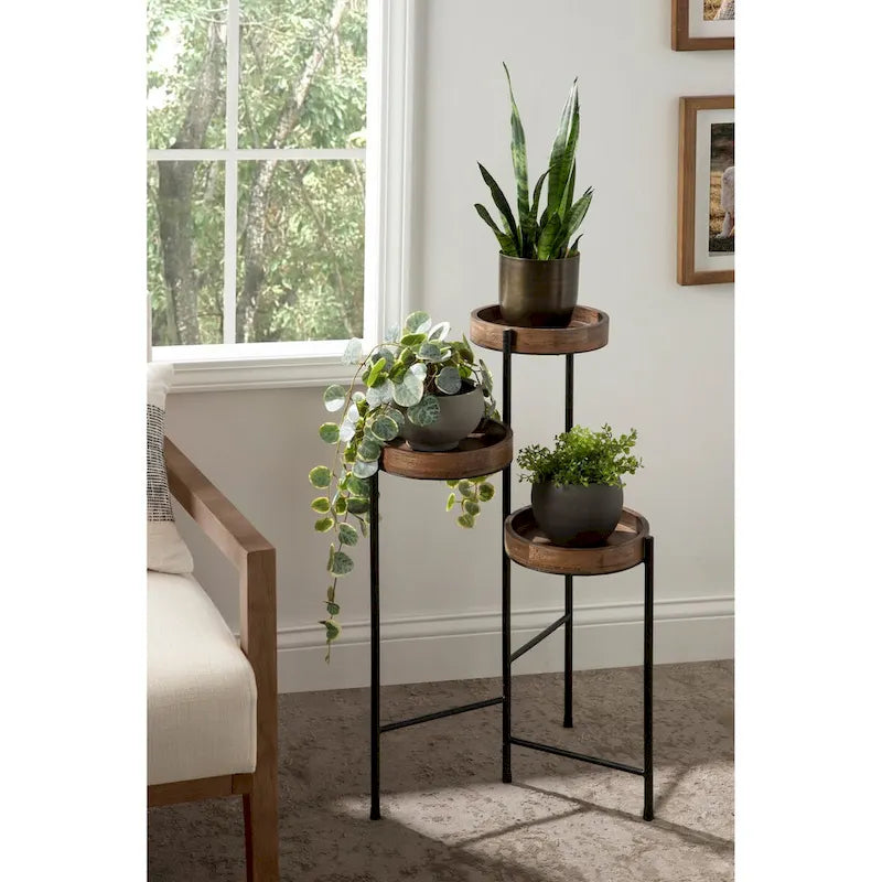 Support de plantes moderne en métal à 3 niveaux - 16x21x30